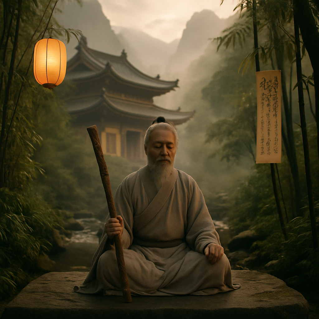 Scenic view of a Taoist landscape