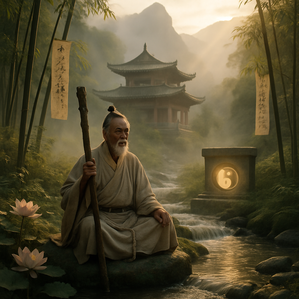 Taoist symbols and calligraphy